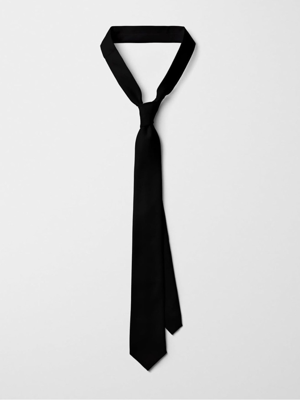 Men's Solid Black Skinny Neck Tie